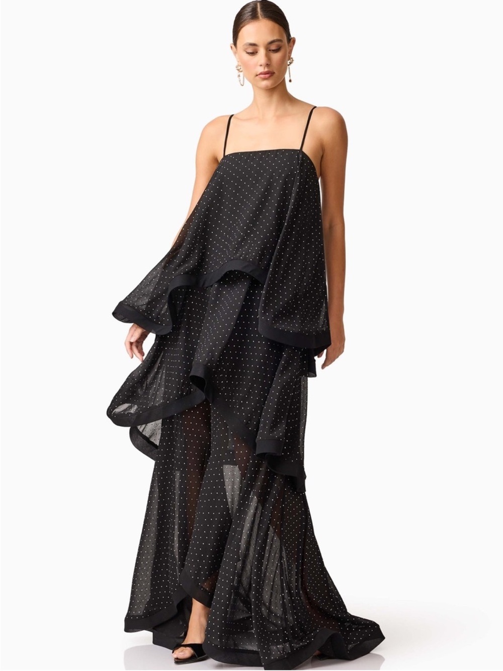 ELLIATT Moss Tiered Embellished Gown in Black - Picture 2 of 7